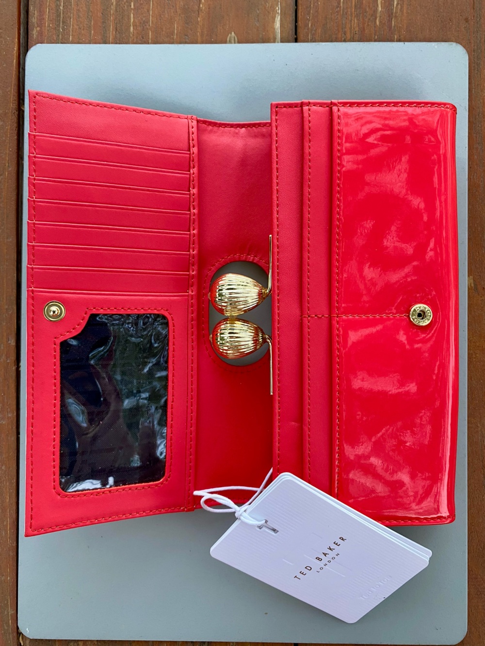 Ted Baker Wallet. Kyoto Gardens pattern. Bifold clutch style. Gold Kiss Lock. - Picture 14 of 15